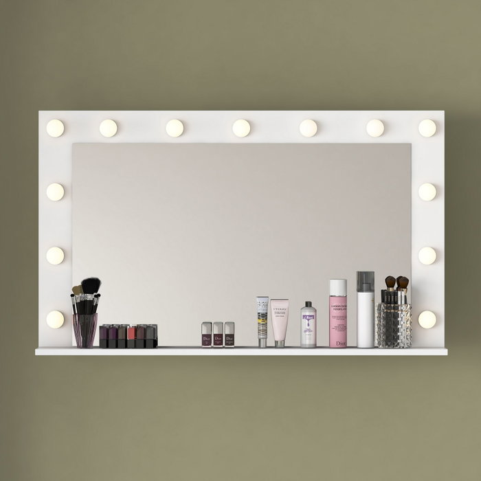 Hanah Home Mesa de Maquillaje Blanca con 13 Focos